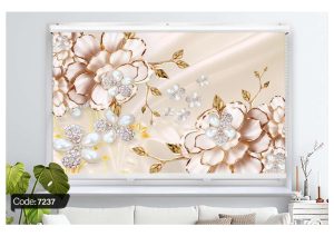 پرده زبرا کرکره ای طرح گل سه بعدی
