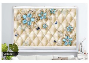پرده زبرا کرکره ای طرح گل سه بعدی