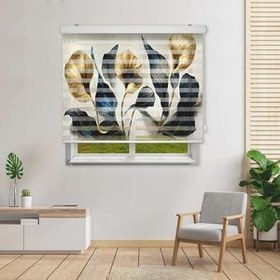 پرده زبرا مدل 4K گل کد FLW-06 سایز 160×180 سانتی متر