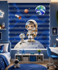 پرده مدل زبرا کودک مدل فضانورد KD-1003 سایز 200 × 180 سانتی‌متر